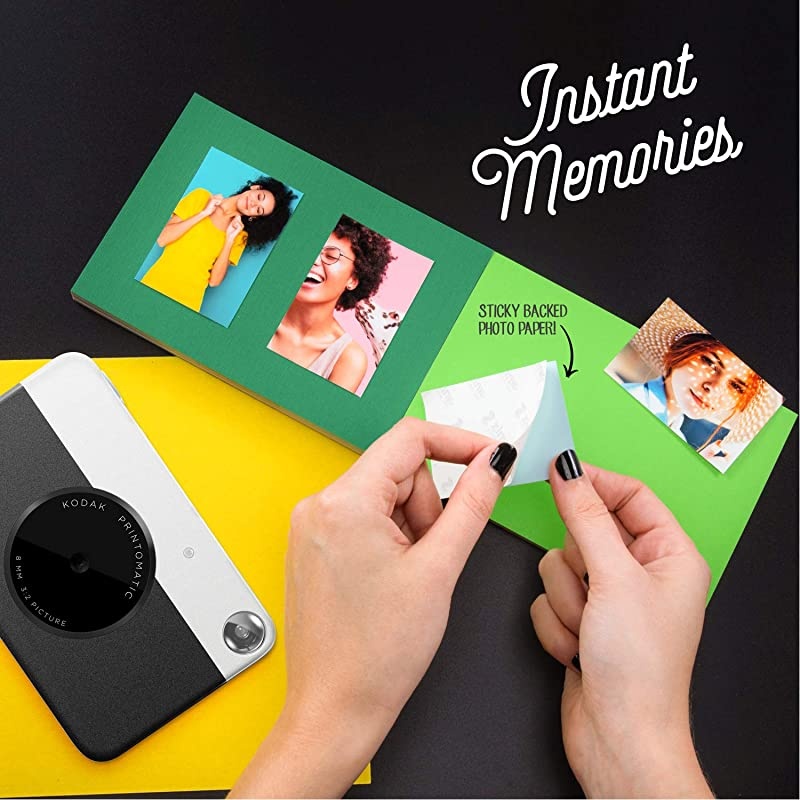 KODAK Printomatic Digital Instant Print Camera Full Color Prints On  2x3 StickyBacked Photo Paper Black Print Memories Instantly