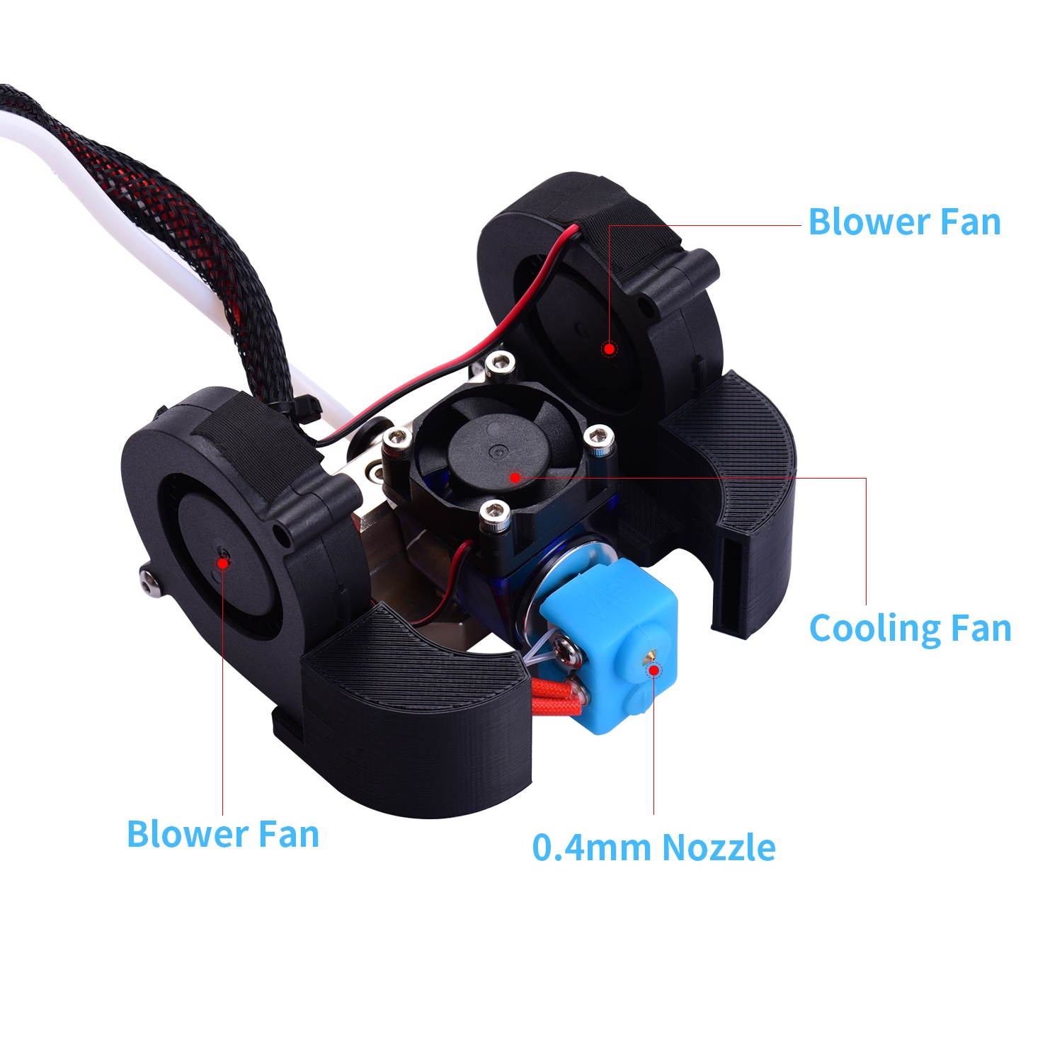 Aibecy CR-10 Full Assembled Extruder Hotend Kit with Aluminum Heating Block 0.4mm Nozzle Cooling Fan Aviation Connector 12V Compatible with Creality CR-10/CR-10S/CR-10 S4/CR-10 S5 3D Printer