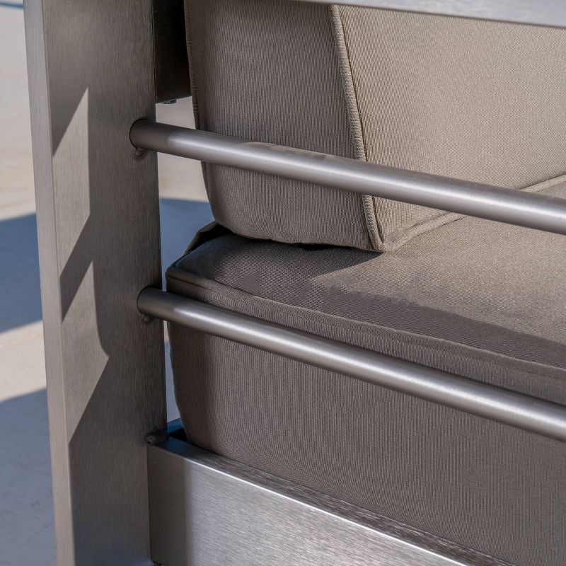 Cape Coral Aluminum Sofa with Tray Silver/Khaki - Christopher Knight Home