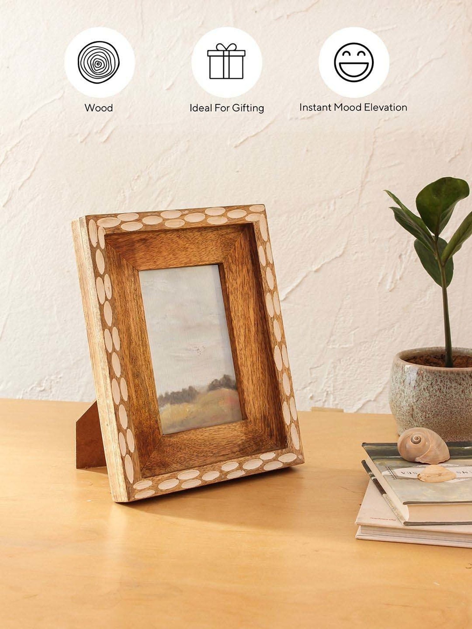 House This Sandakphu Brown & White Wood Photo Frame