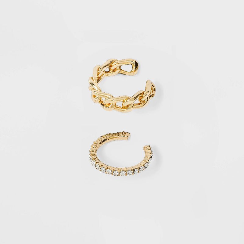 SUGARFIX by BaubleBar Gold Asymmetrical Ear Cuffs - Clear