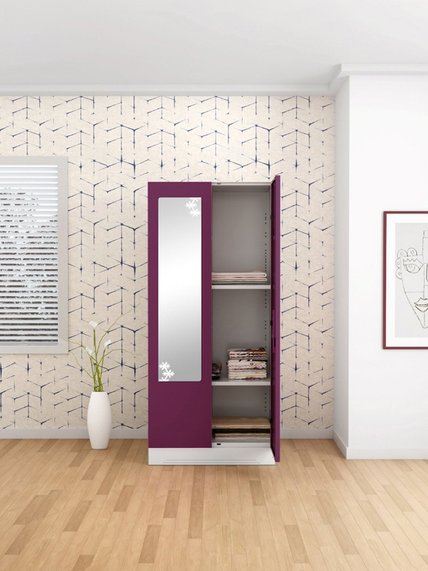 Godrej Interio Slimline 2-Door Steel Almirah, Purple (1-Year Warranty)