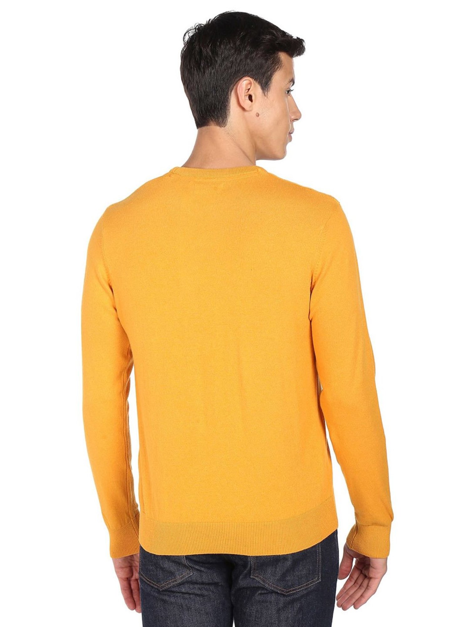 U.S. Polo Assn. Yellow Cotton Regular Fit Sweaters