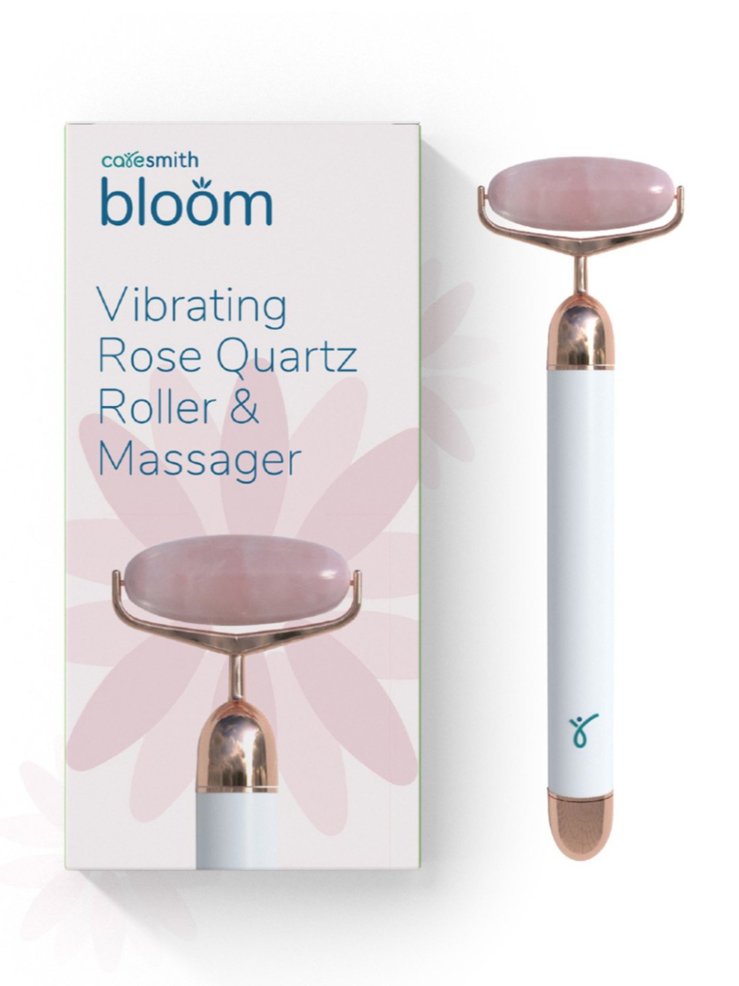 Caresmith Bloom Vibrating Rose Quartz Face Roller, Jade Roller for Face Massager (Pink)