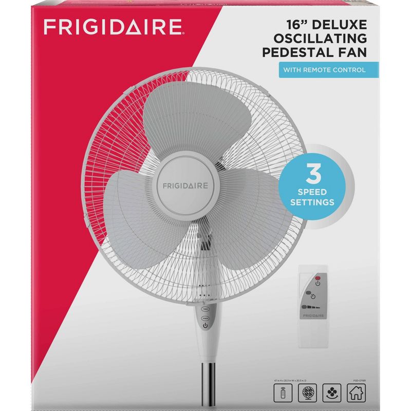 Frigidaire 16" Deluxe Pedestal Fan with Remote Control White