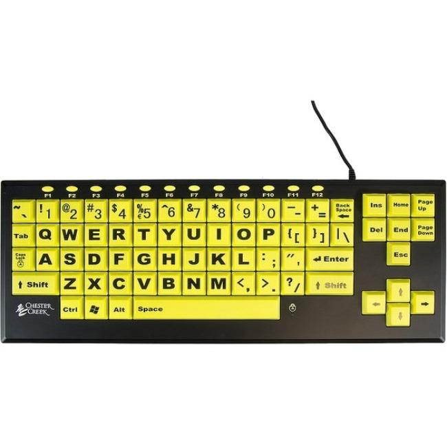 Ablenet VisionBoard 2 Large Key Keyboard Wired Black Print on 1-in/2.5-cm Yellow Keys
