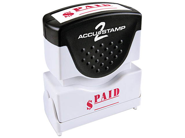 Accustamp2 Shutter Stamp With Microban, Red, Paid, 1 5/8 X 1/2
