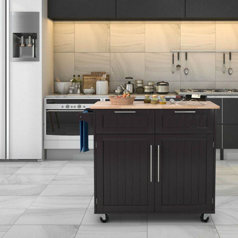 Sunrise Kitchen Island with American Maple Top White/Natural - Flora Home