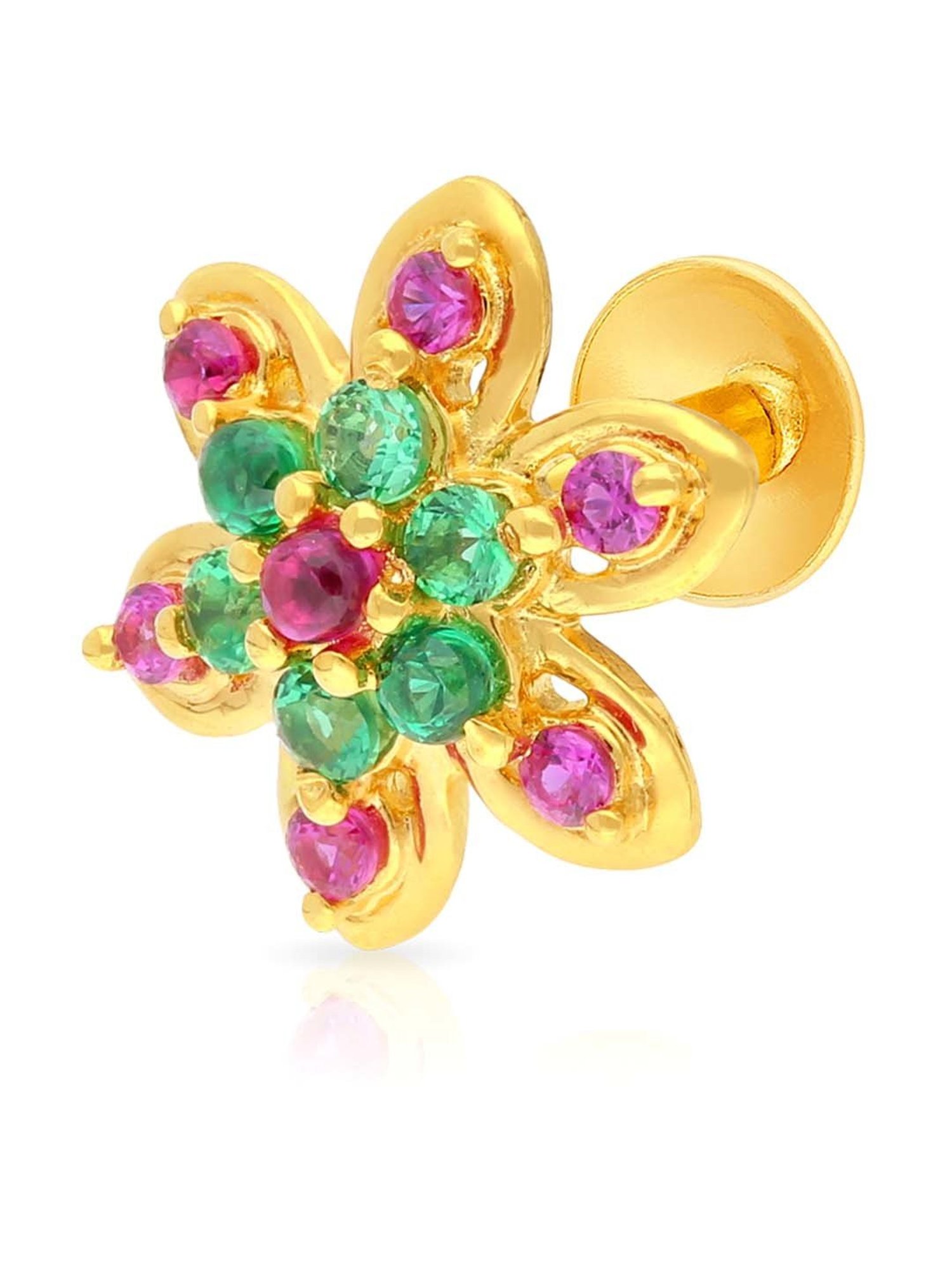 Malabar Gold and Diamonds 22k Gold Floral Nosepin for Women