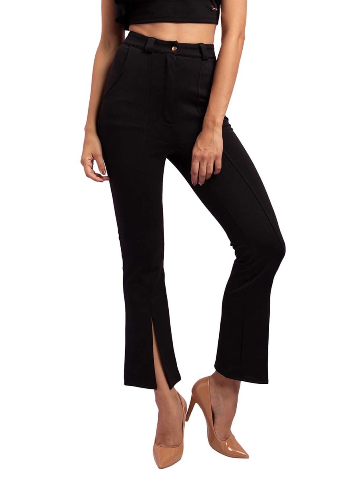 KENDALL + KYLIE Black Mid Rise Bootcut Pants