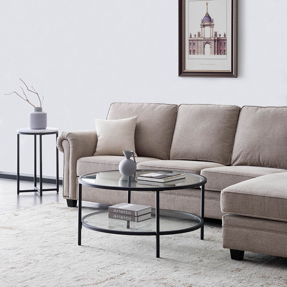 1pc Modern Design Glass Coffee Table Practical Living Room Coffee Table