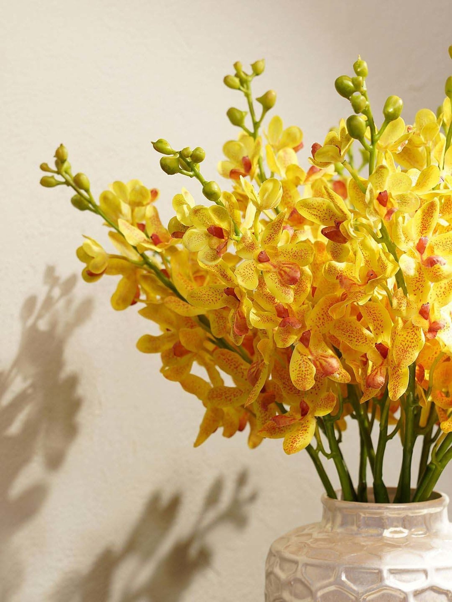 Pure Home and Living Yellow Plastic Artificial Vanda Orchid Flower Stem