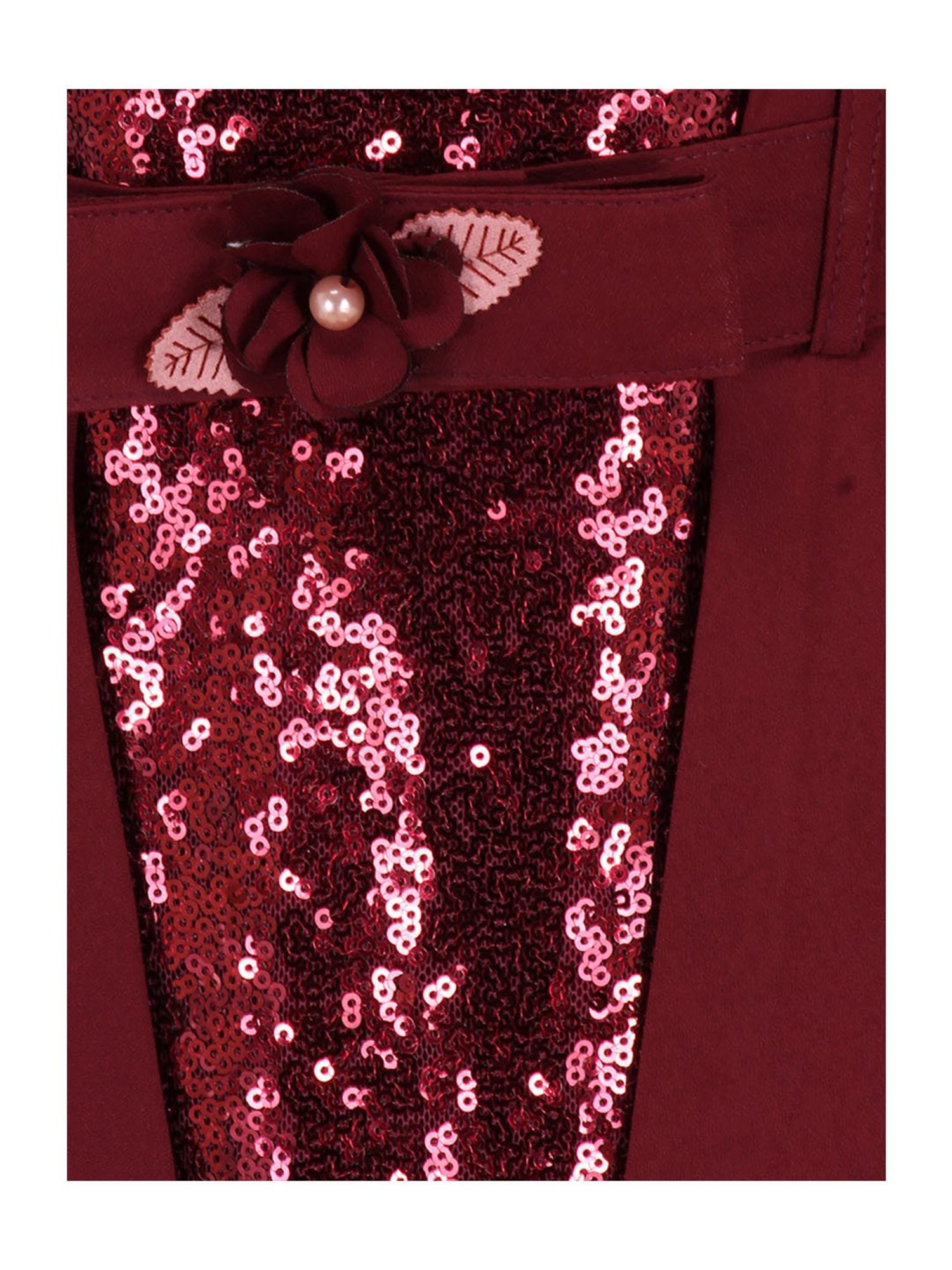 Cutecumber Kids Maroon Embellished  Dress
