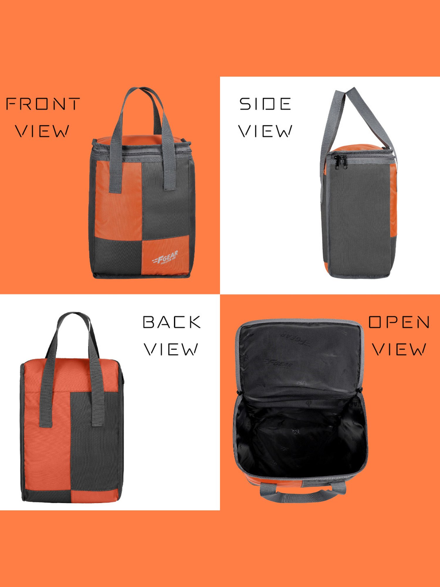F Gear Soiree Grey Orange Medium Lunch Bag