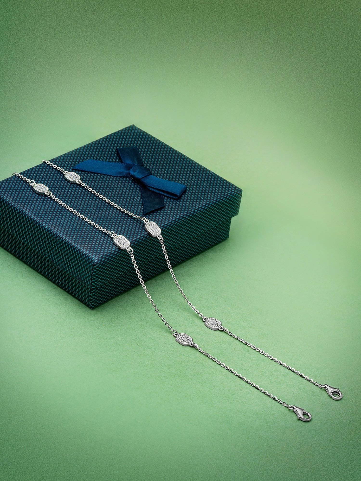 Silberry 92.5 Sterling Silver Maria Pair of Anklets