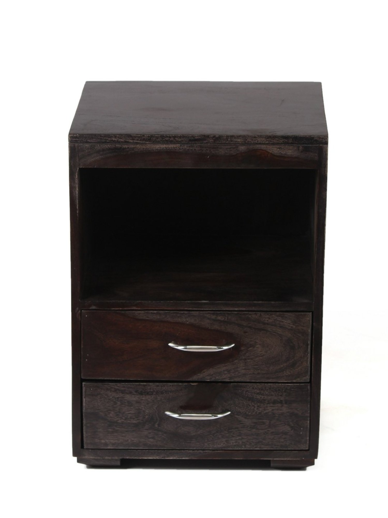 Ikiriya Kassel Solid Dark Brown Wood End Table Mahogany Finish