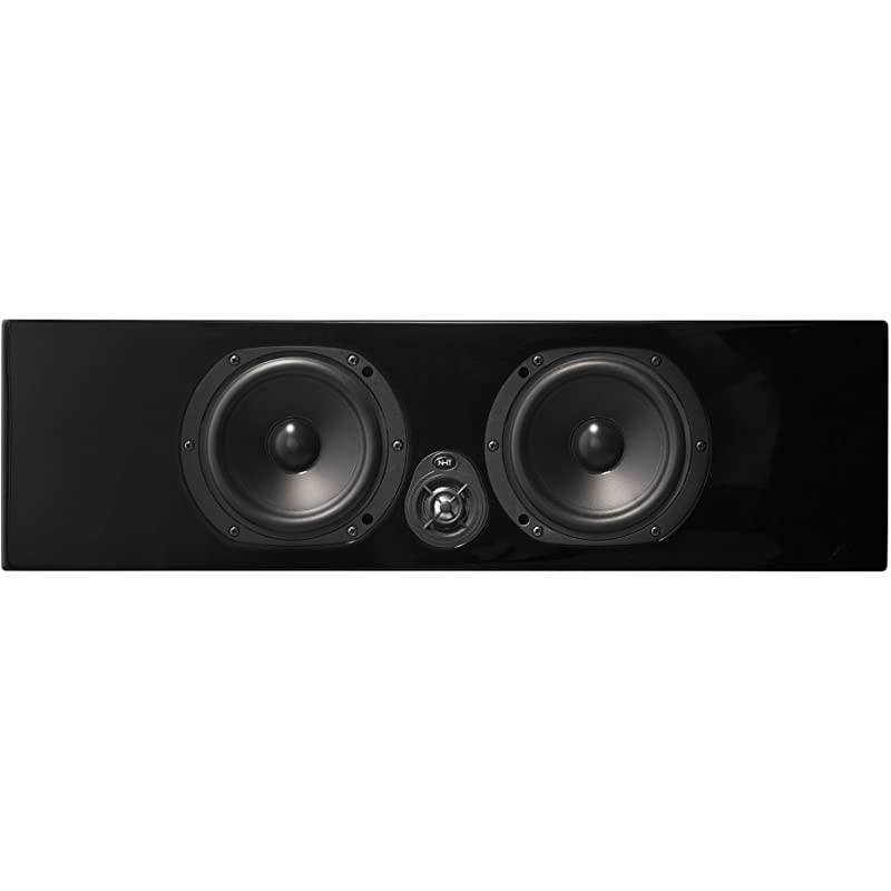 Media Series 2-Way Slim Center Channel Speaker - Clean, Hi-Res Audio | Sealed Box | Aluminum Drivers | Single Unit, High Gloss Black