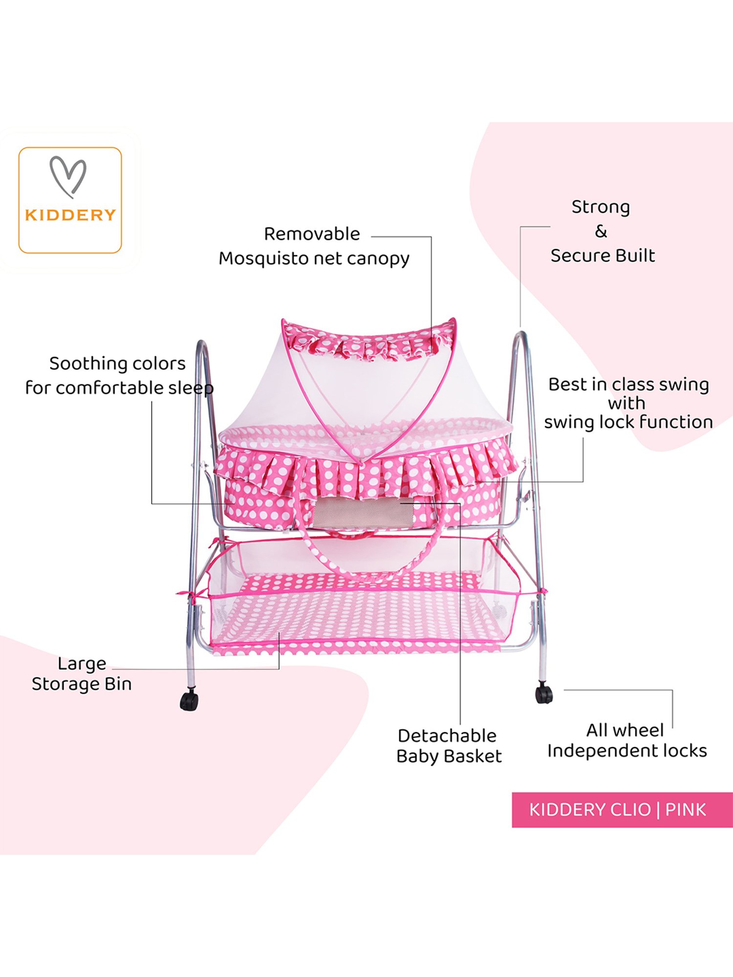 Kiddery Ble Value Baby Bassinet with Mosquito Protection Net (Age 0-8 Months)
