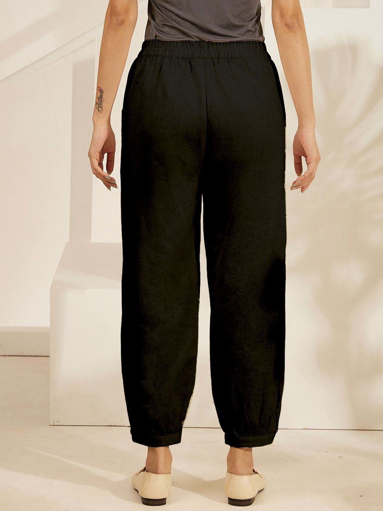 Daali Black Cotton Regular Fit Salwar