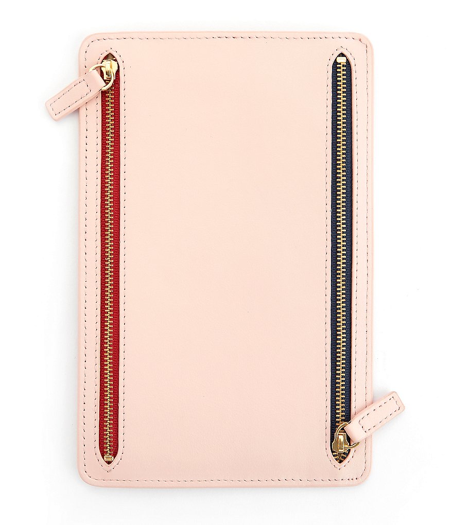 ROYCE New York Leather RFID Blocking Four Zip Organizer Travel Case