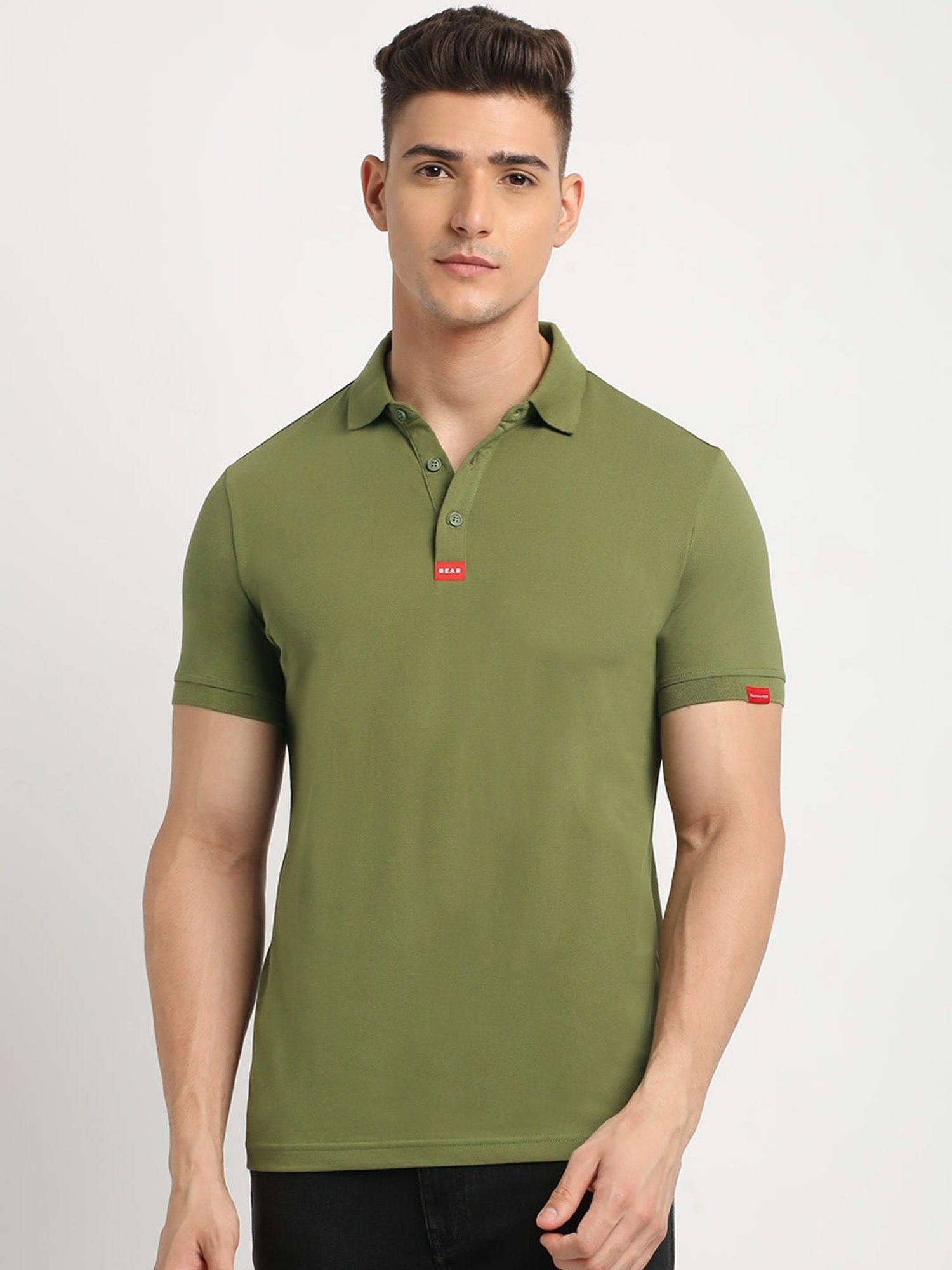 The Bear House Green Slim Fit Polo T-Shirt