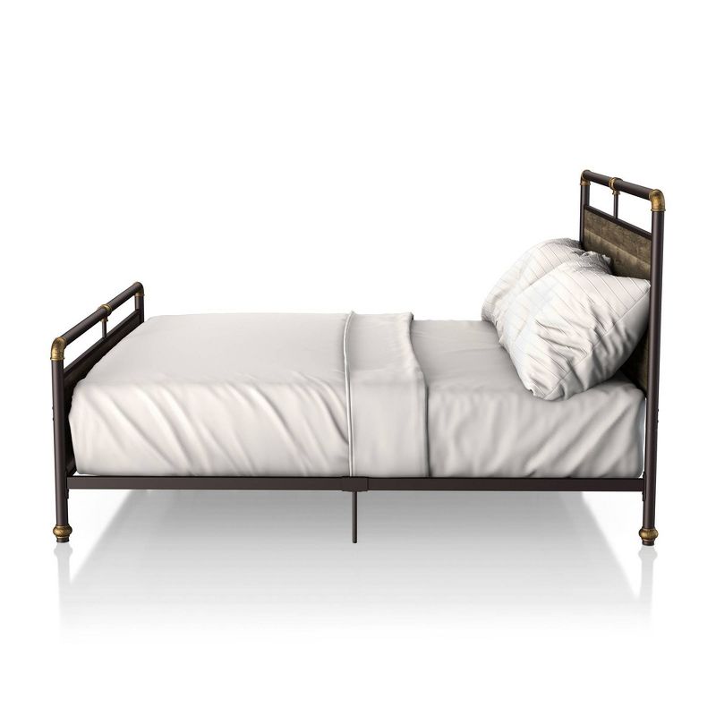 Queen Lorring Metal Frame Panel Bed Reclaimed Oak - miBasics
