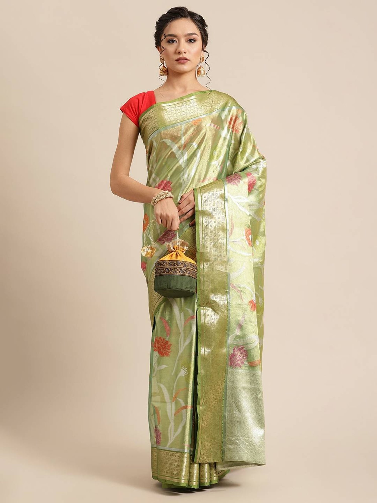Banarasi Silk Works  Woven Saree with Blouse