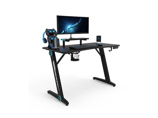 Gaming Desk 47.2" W x 23.6" D Office Computer Table, Black Gamer Workstation with 2 Cable Management Holes