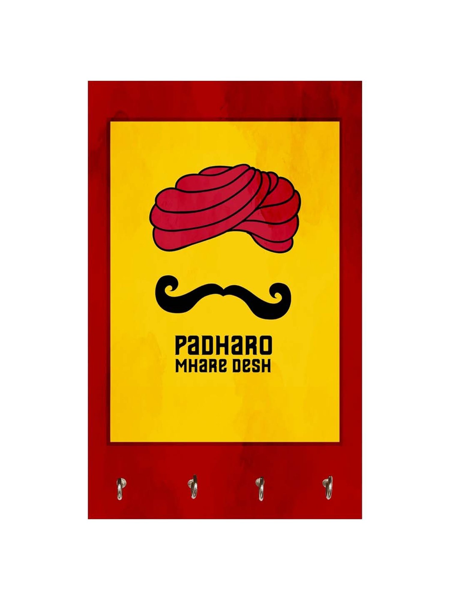 999Store Yellow & Red MDF  Key Holder - Set of 1