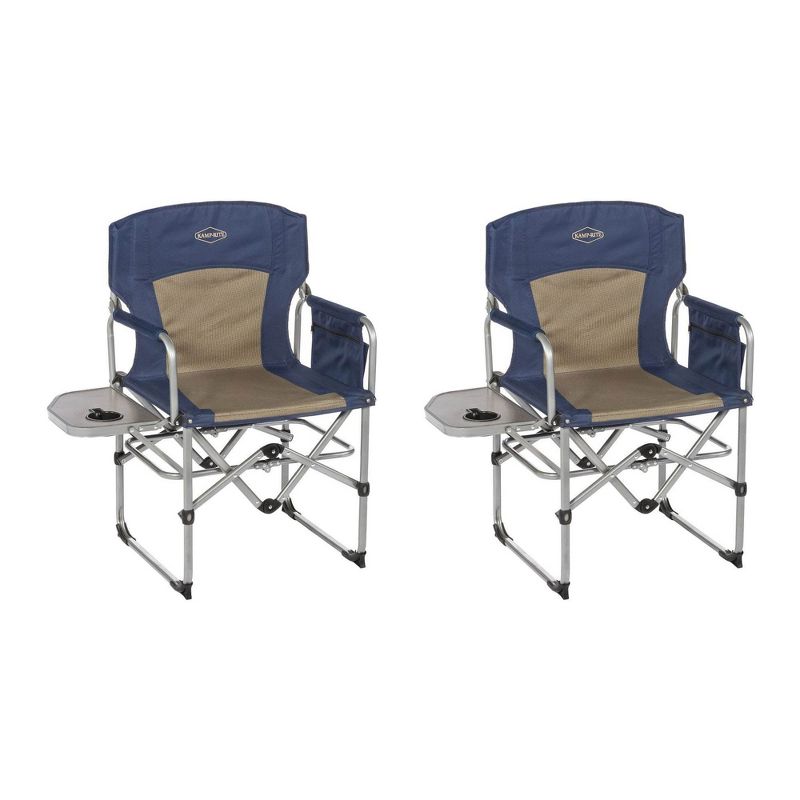 Kamp-Rite Compact Folding Outdoor Camping Directors Chair w/ Side Table (2 Pack)