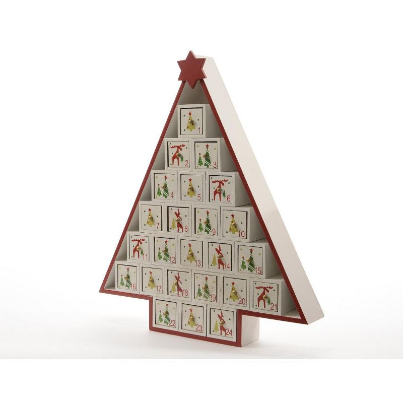 Kaemingk 15" Red and White Vintage Inspired Advent Tree Christmas Decor