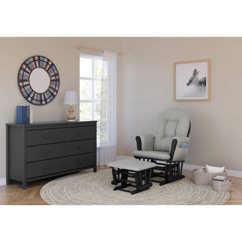 Storkcraft Hoop Glider and Ottoman - Black Frame/Light Gray Fabric