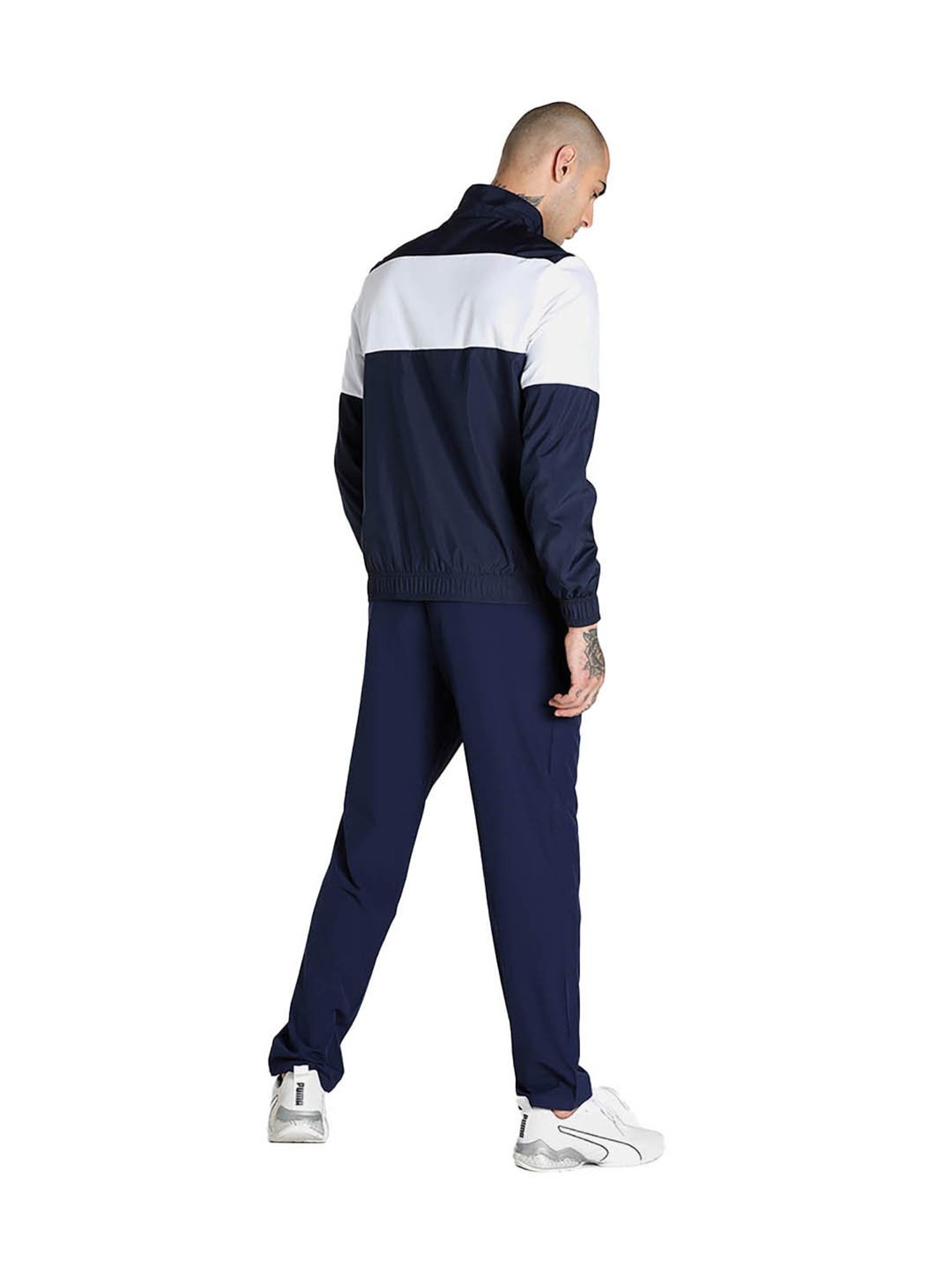 Puma Navy & White Colour-Block Tracksuit