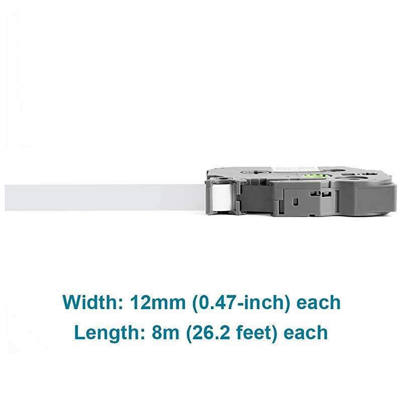 Compatible Label Tape Replacement for Brother Label Maker Tape 12mm 0.47 White Ptouch TZe TZ 231 Laminated Tapes Work with Brother PTouch PT-D210 PT-H110 PTD-600 PT-D400 26.2 Feet, 5 Pack