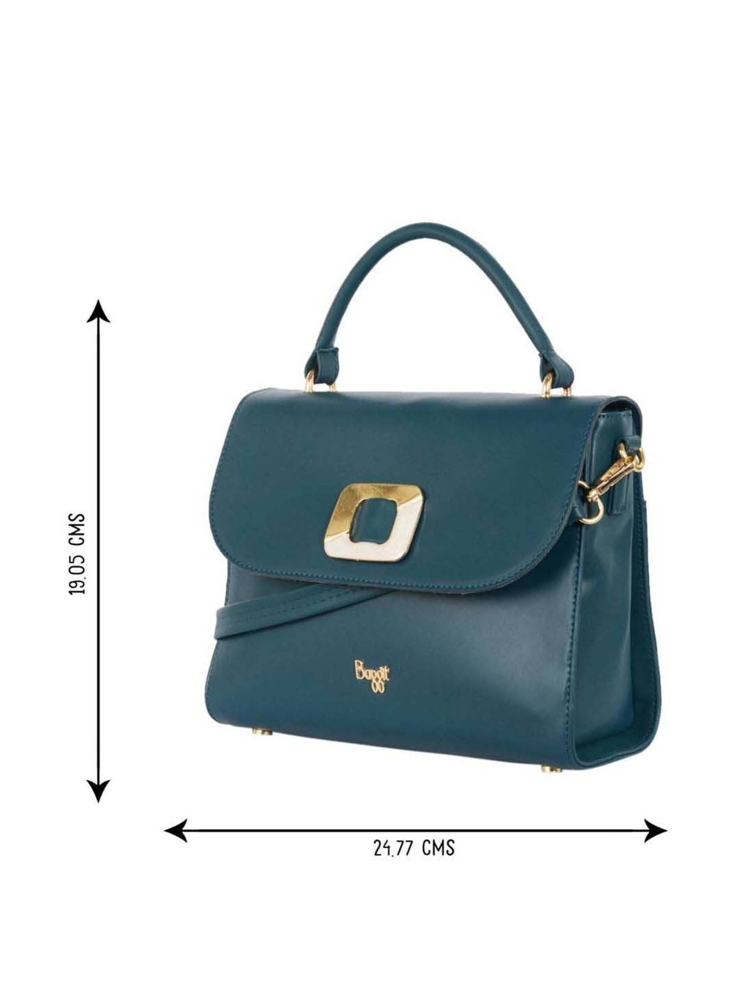 Baggit Blue Solid Medium Satchel Handbag