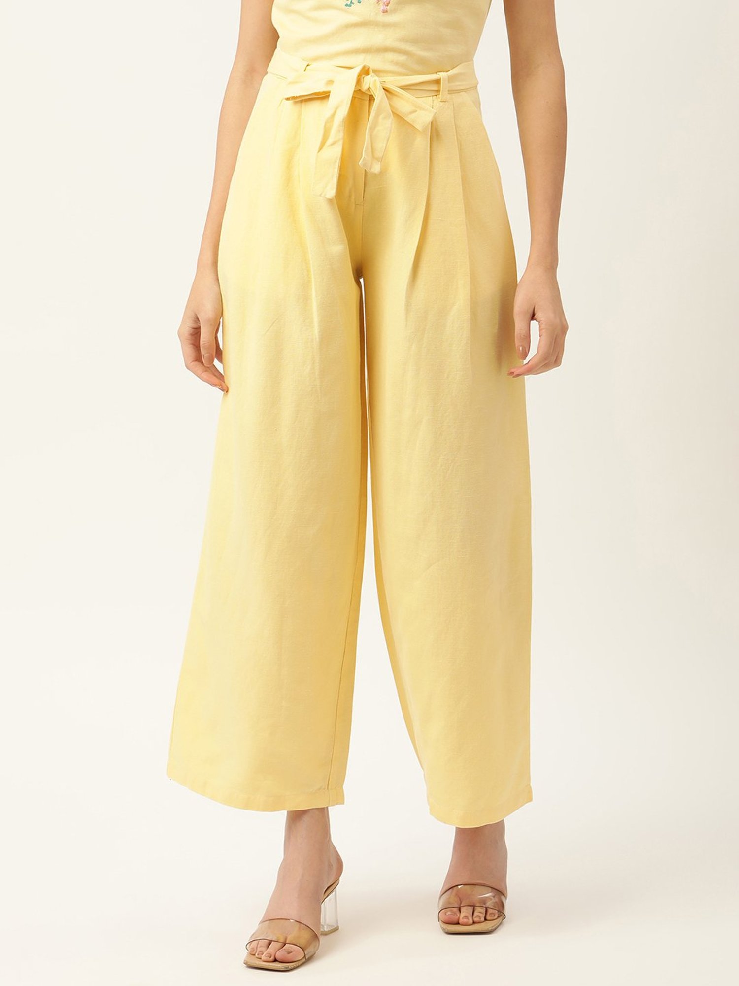 Rooted Yellow Drawstring Palazzos