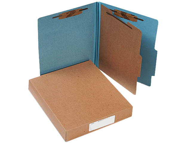 Acco 15024 Pressboard 25-Pt. Classification Folders, Letter, Four-Section, Sky Blue, 10/Box