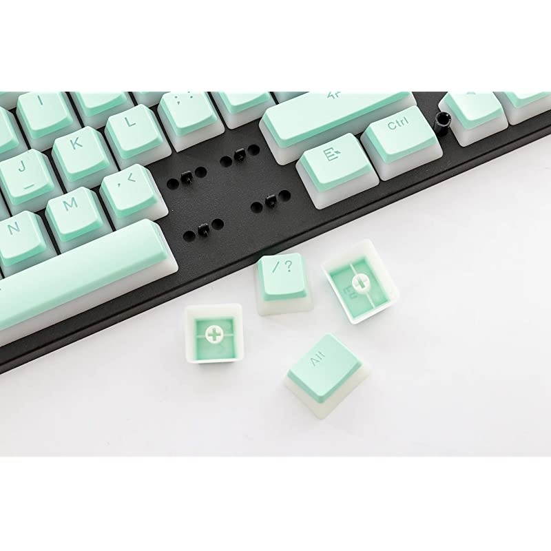 108 Double Shot PBT Pudding Keycaps Keyset for Mechanical Gaming Keyboard MX Switches (Cyan)
