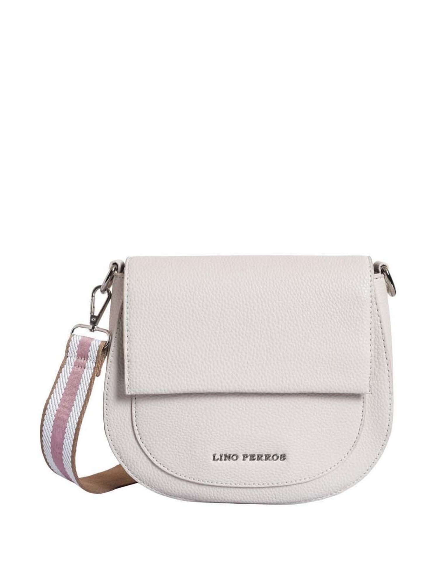 Lino Perros White Solid Medium Sling Handbag