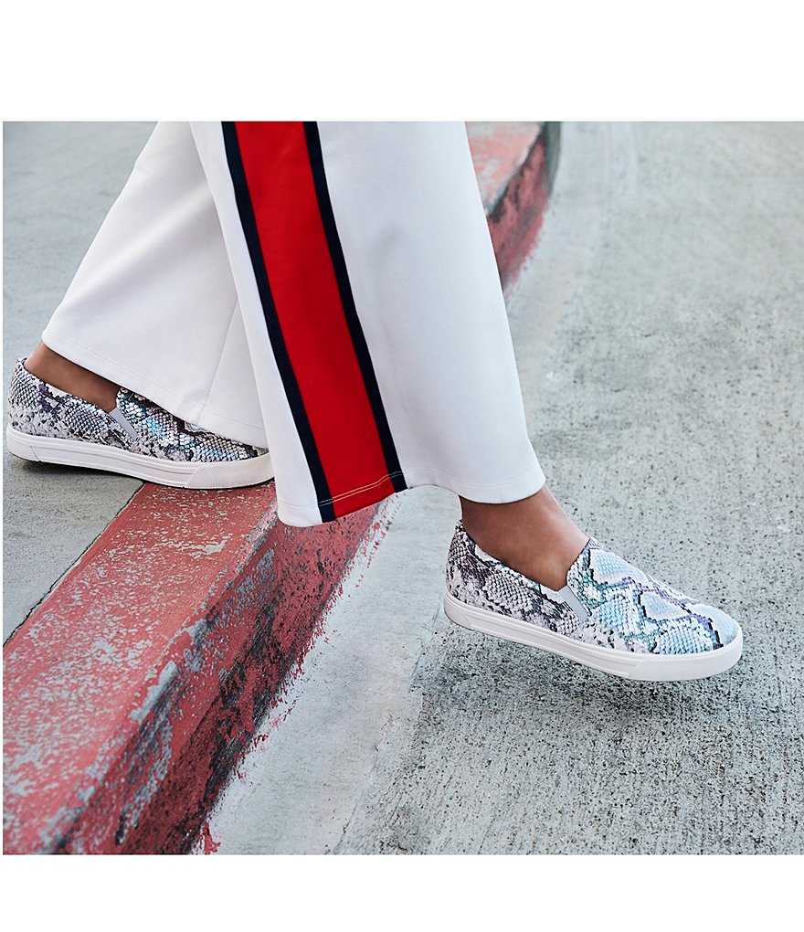 Naturalizer Aileen Snake Print Leather Slip-On Sneakers