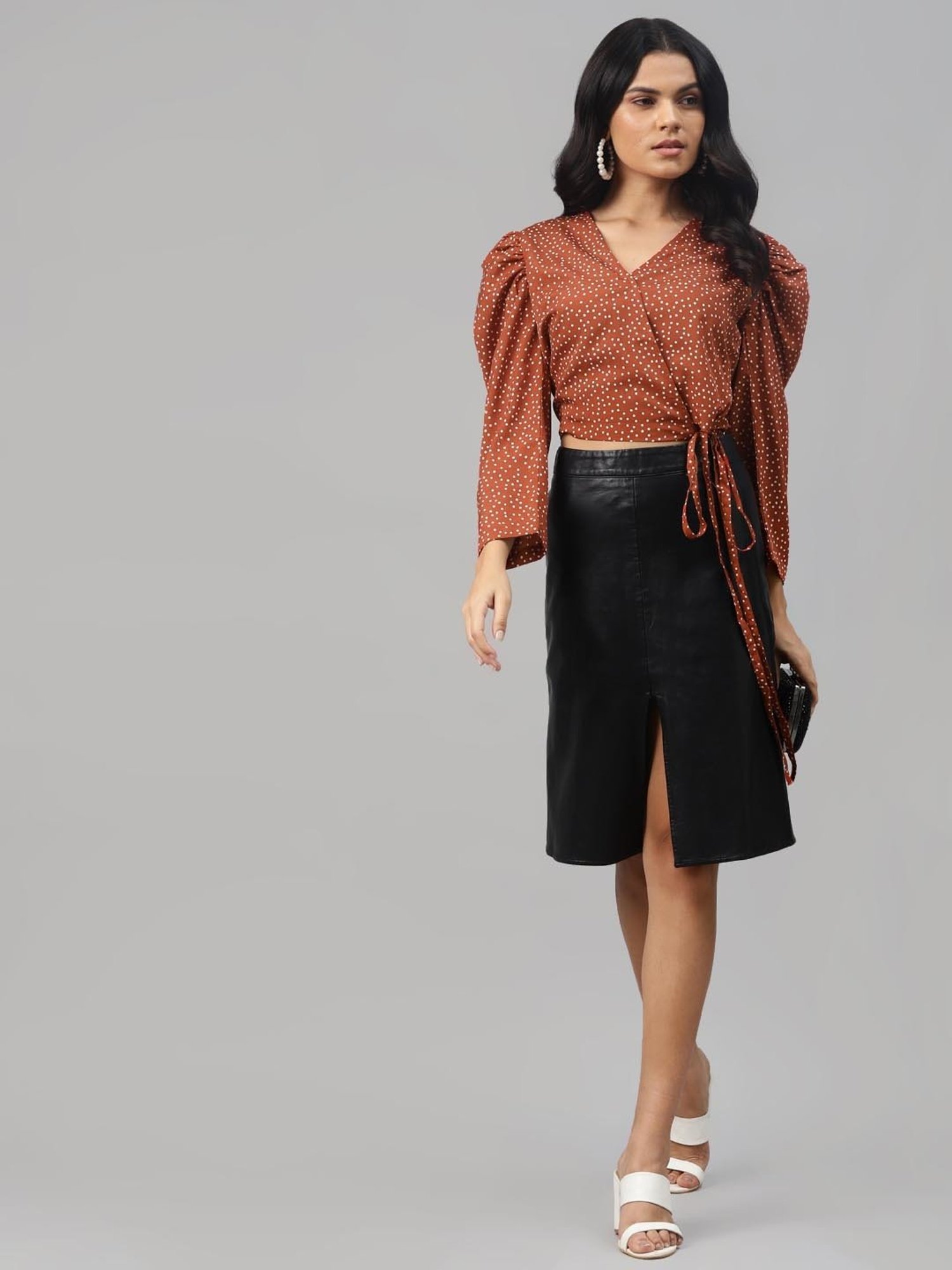 Melon by PlusS Rust Printed Crop Top