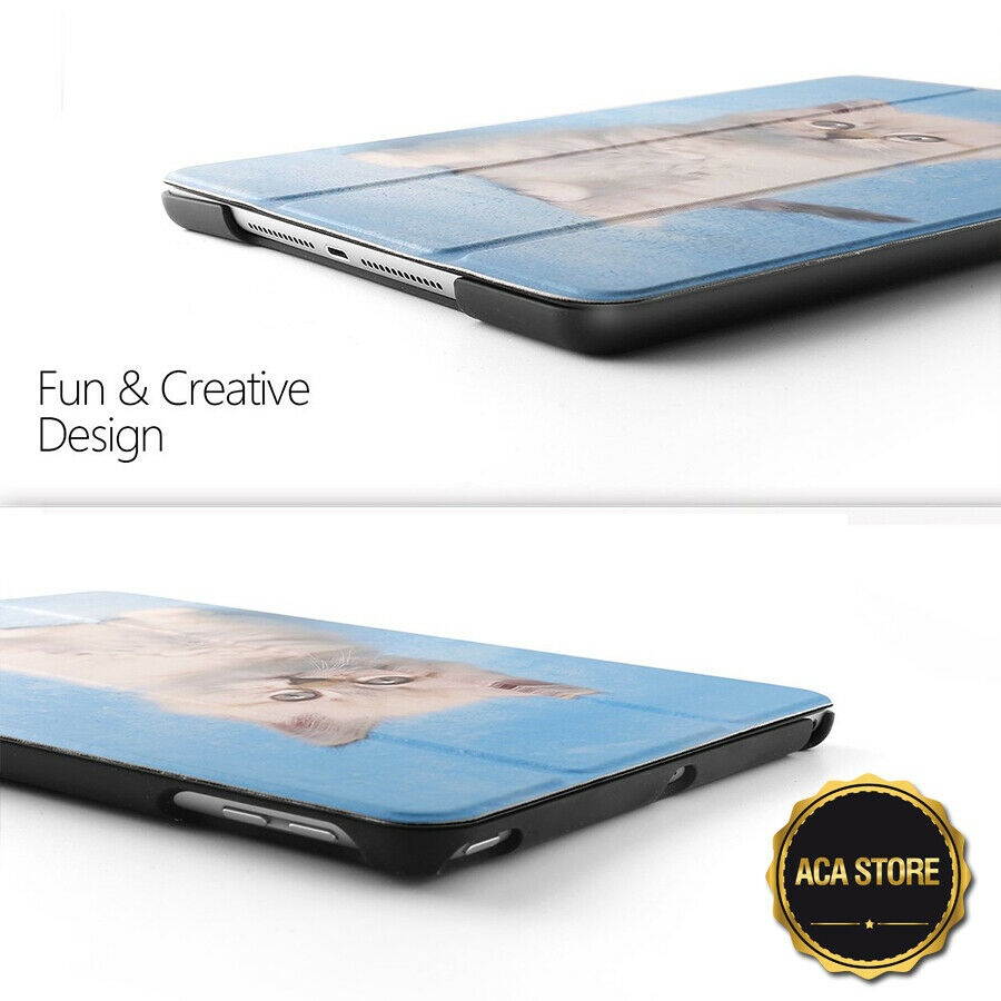 Case For iPad Air / iPad 9.7 Auto Wake/Sleep Feature Leather Cover Cute Kitty
