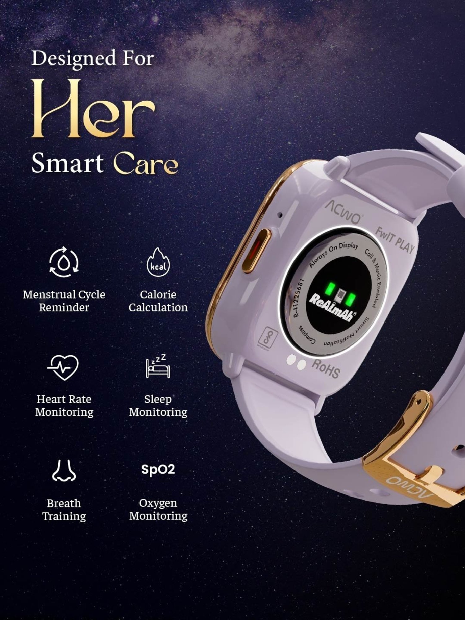 ACwO FwIT Play BT Calling Smartwatch with 1.75 inch TruTouch AMOLED Display (Black)