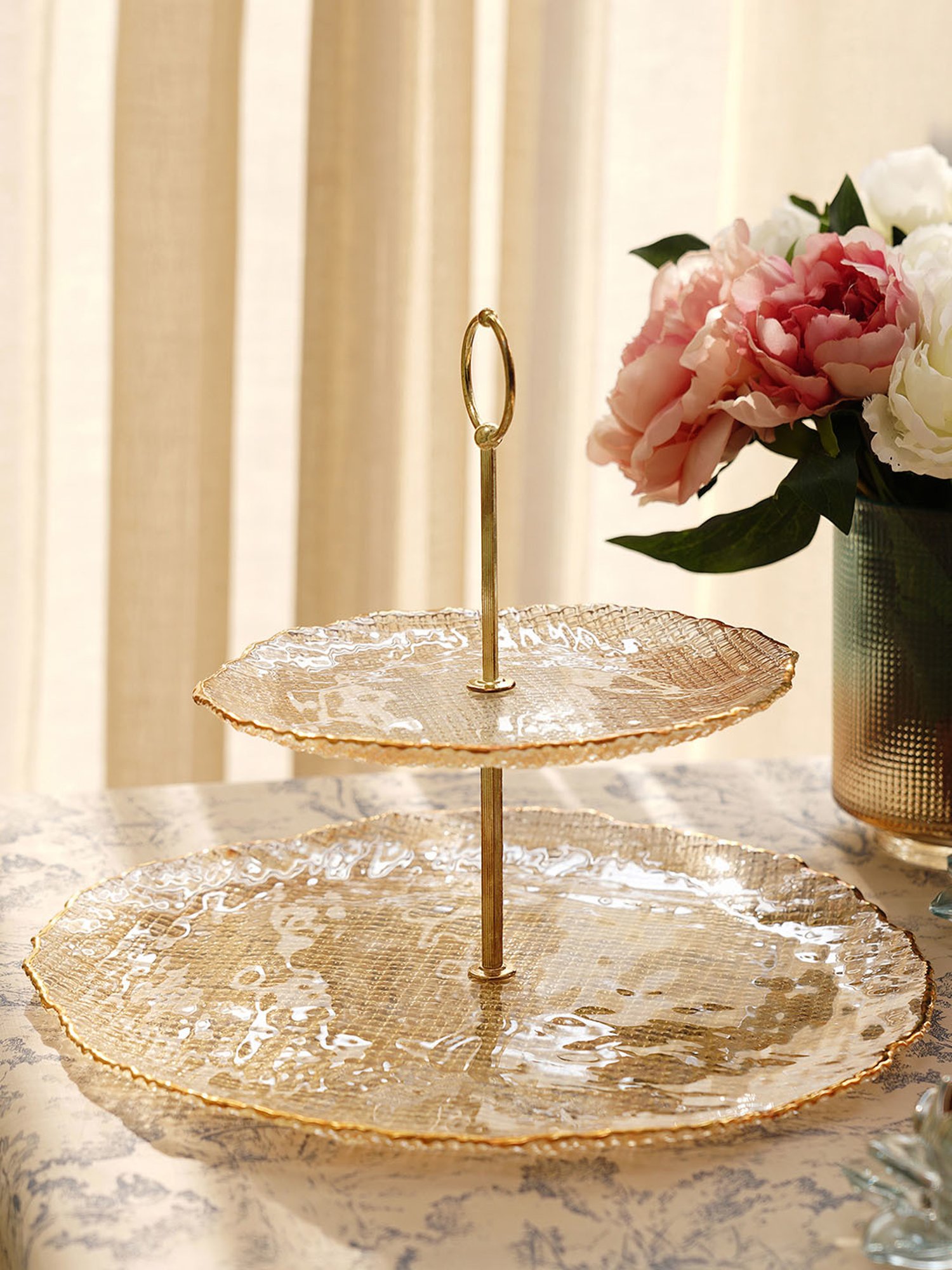 Pure Home and Living Gold Glass Cake Stand