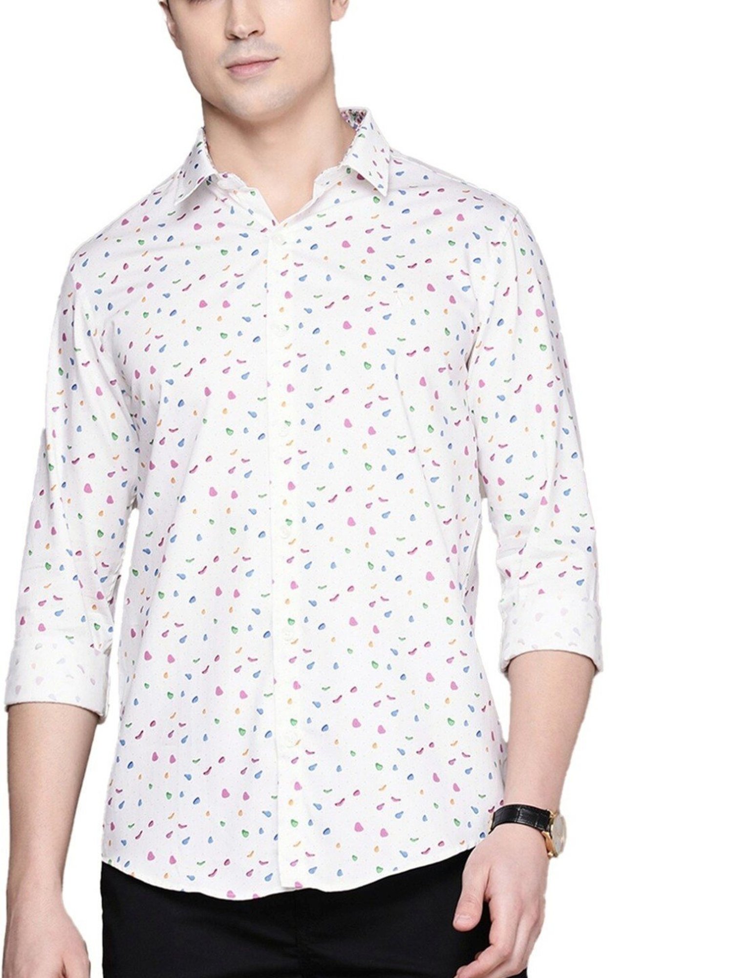 Simon Carter London White Printed Slim Fit Shirt