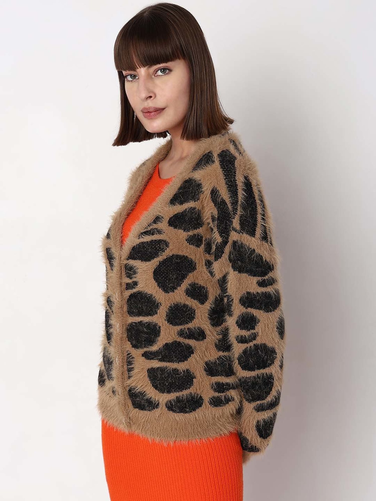 Vero Moda Brown & Black Animal Print Cardigan