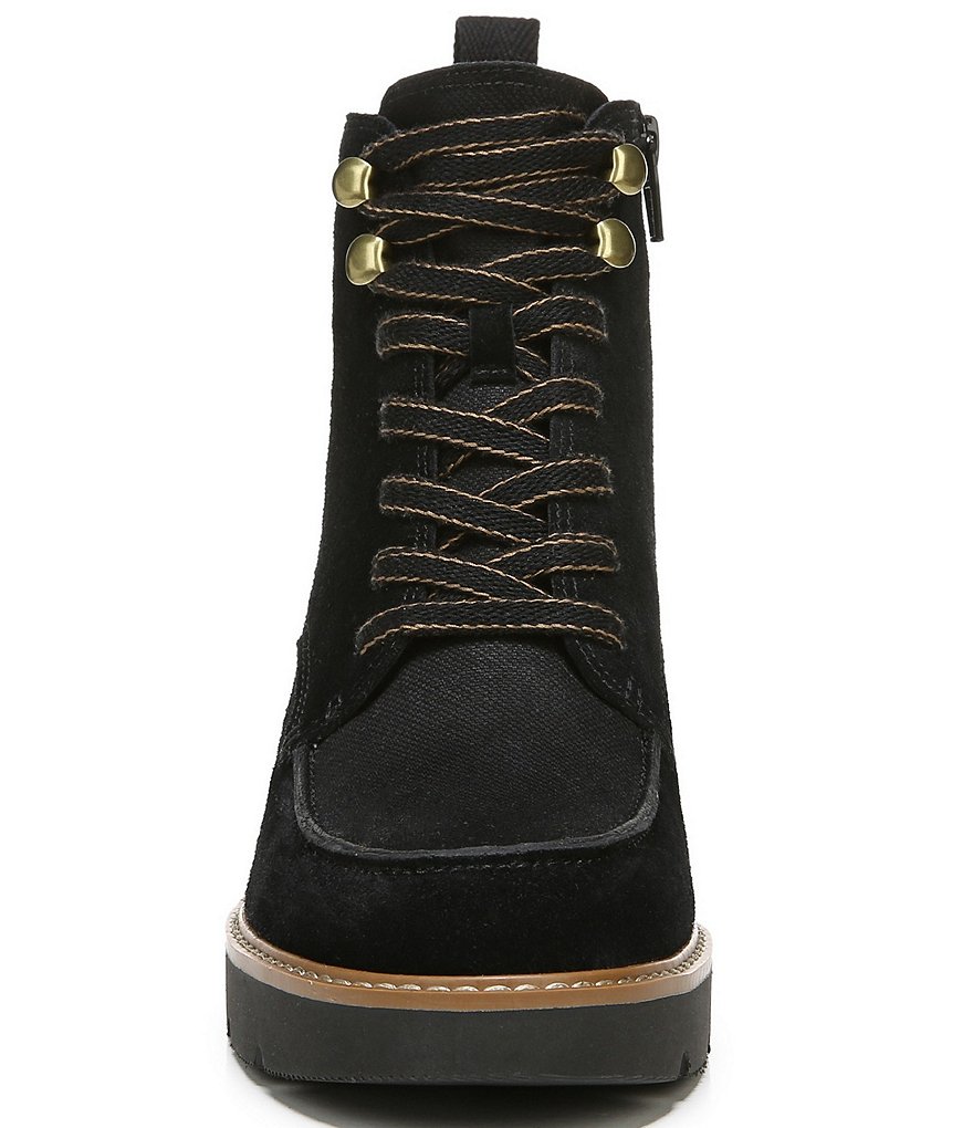 Naturalizer Dara Water Repellent Canvas And Leather Lace-Up Moto Booties