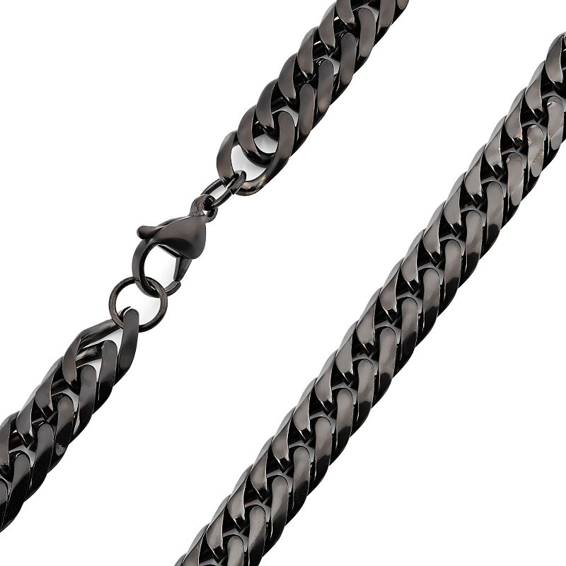 Men's Crucible Blackplated Stainless Steel Polished Curb Chain