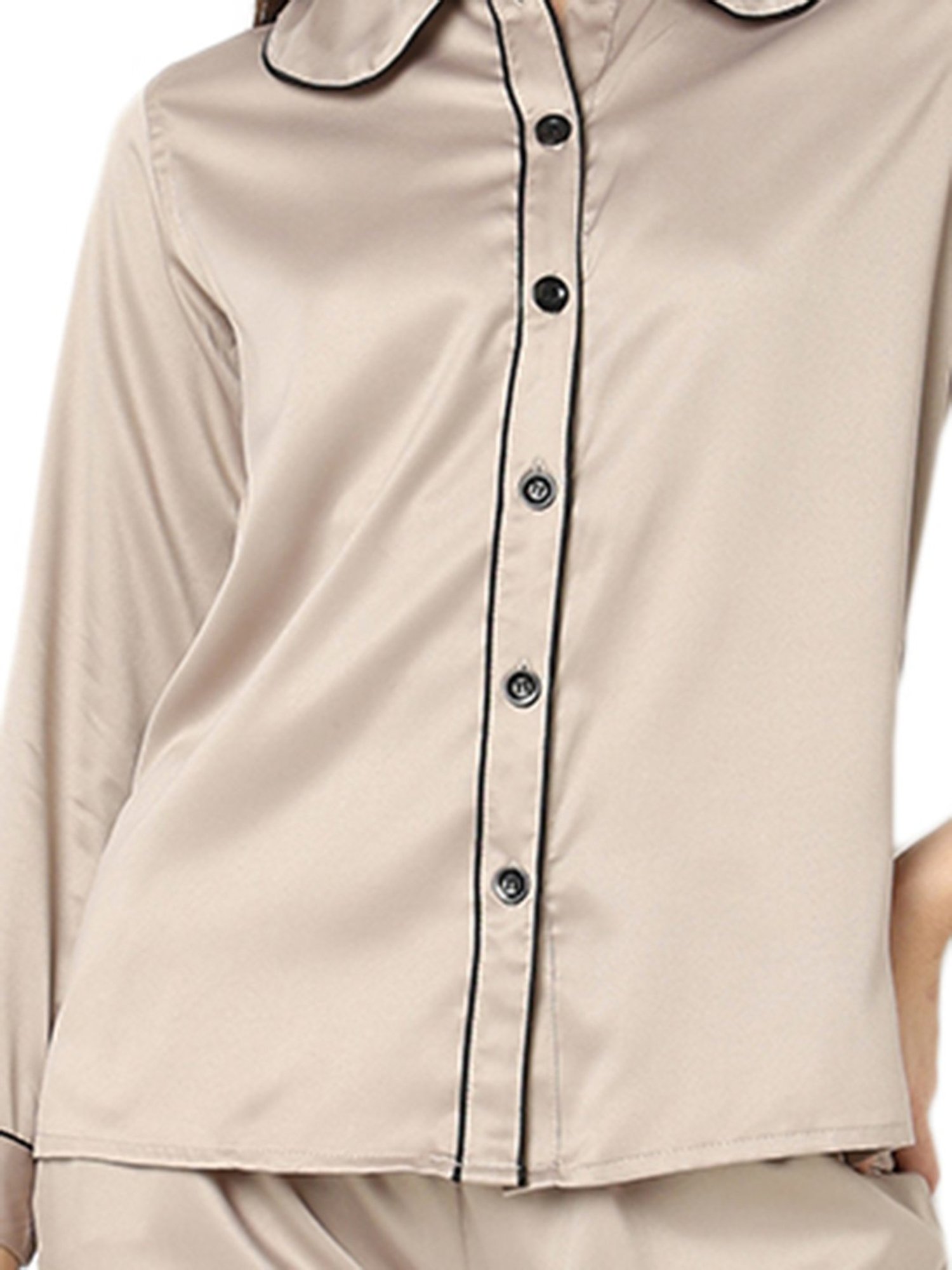 Smarty Pants Brown Satin Shirt With Pyjamas