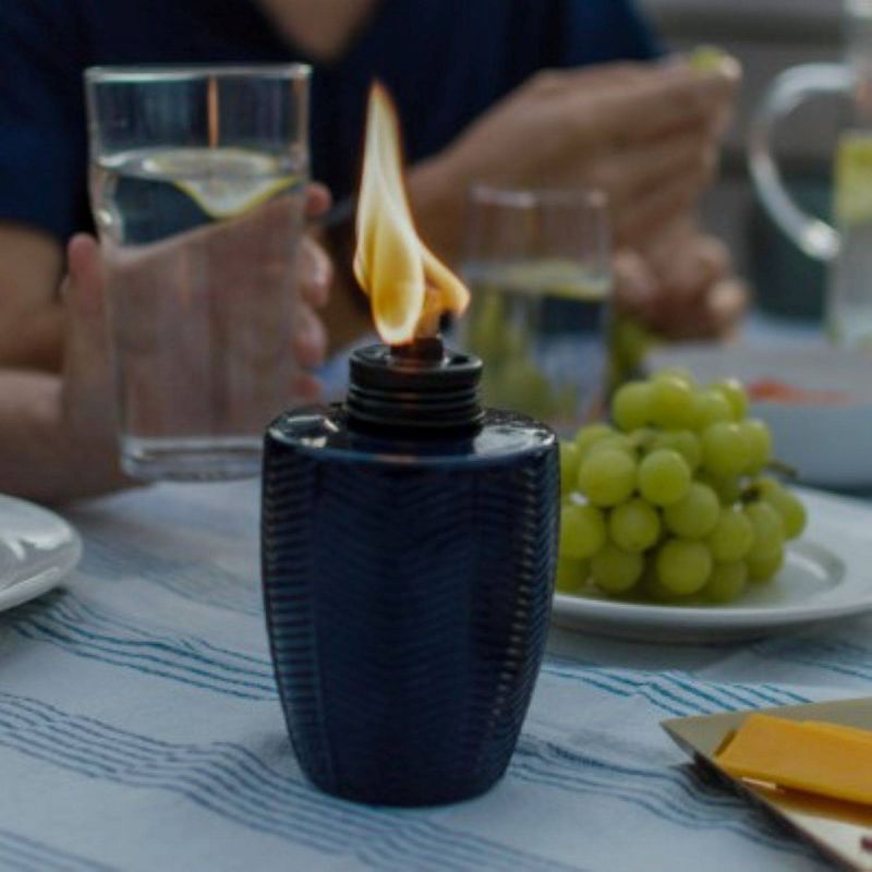Tiki Brand 5.75" Herringbone Glass Table Torch Blue 3pk